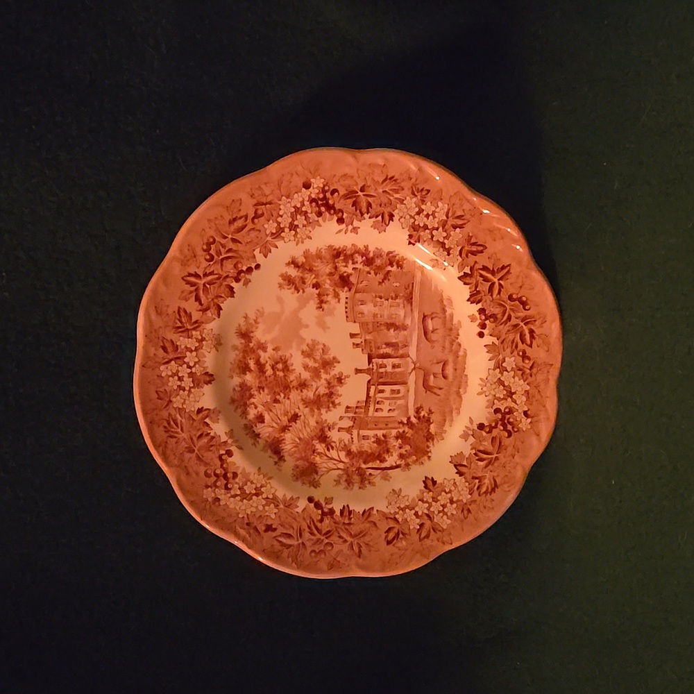 Classic Pink Scenic Dinner Plates. - Picture 2 of 11